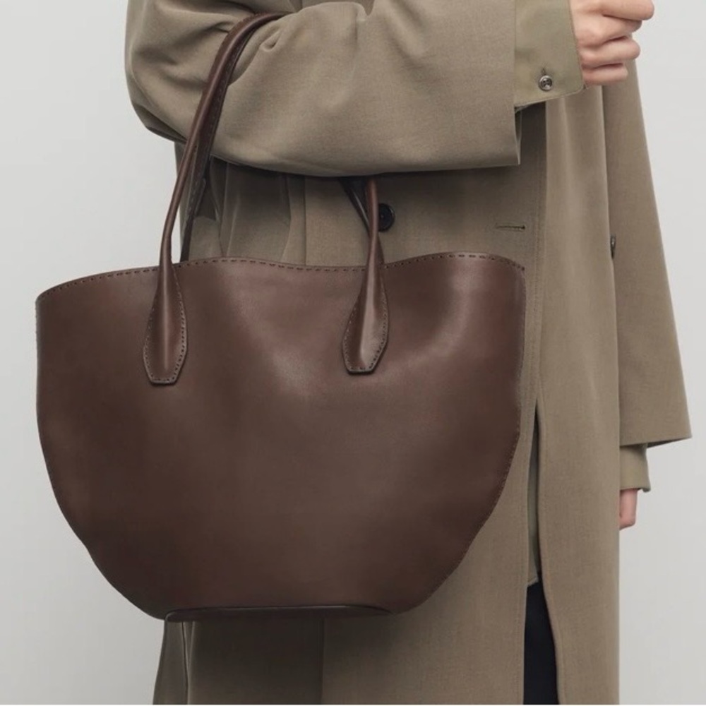 The Row Brown Alger Leather Tote Bag